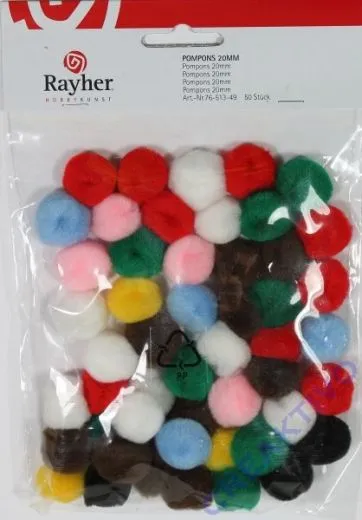 Pompons 20mm 50 St�ck bunt gemischt