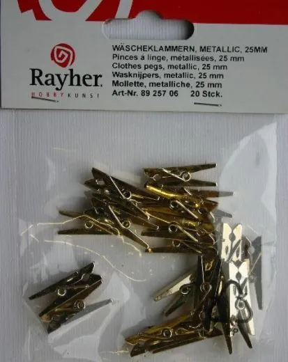Plastik-Klammern metallic gold 25mm 20 St�ck