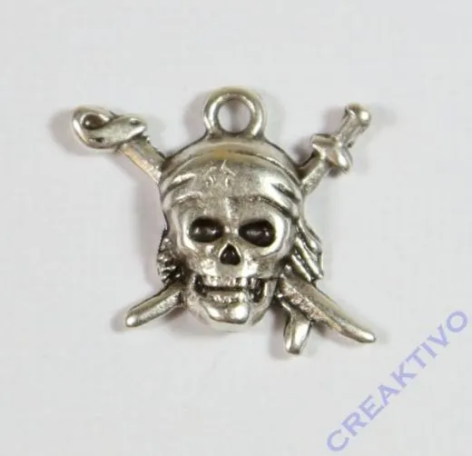Pracht Metall-Anh�nger Pirat platin 18x20mm