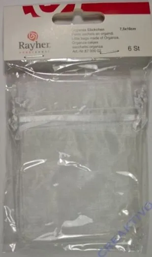 Organza-S�ckchen wei� 7,5x10 cm 6 St�ck