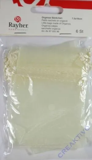 Organza-S�ckchen creme 7,5x10 cm 6 St�ck