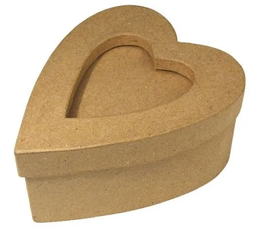 Pappmach� Passepartout Herzdose 12,5x15,5x7,5cm