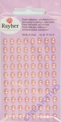 Plastik-Halbperlen selbstklebend 5mm 80 St�ck ros�