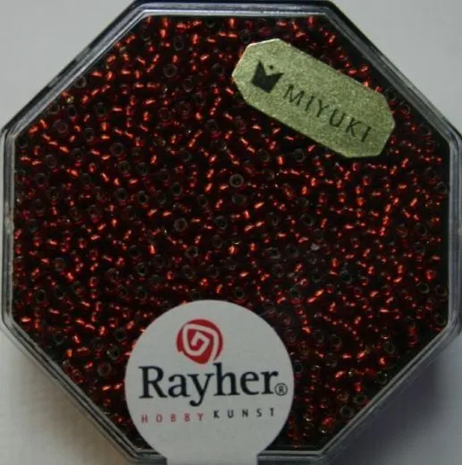 Premium Rocailles mit Silbereinzug 1,5mm feuerrot (Restbestand)