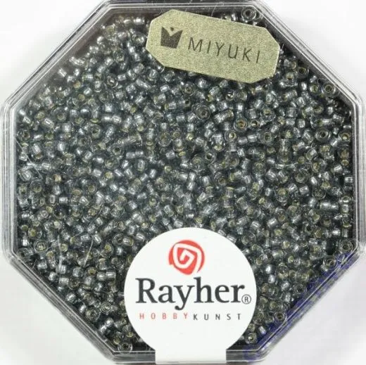 Premium Rocailles mit Silbereinzug 1,5mm silbergrau (Restbestand)