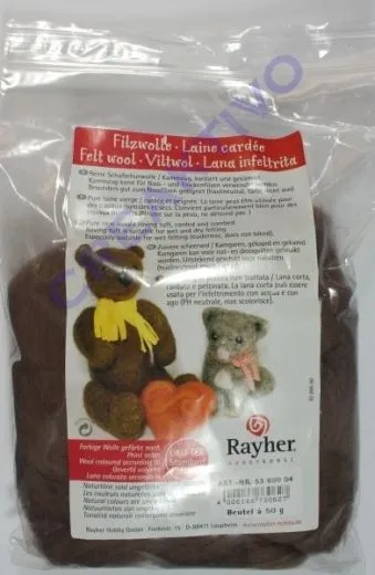 Reine Schurwolle Kammzug Beutel 50g mittelbraun