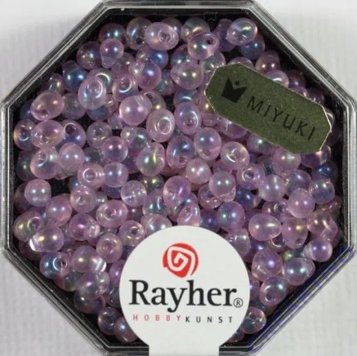 Miyuki-Perle-Drop transparent regenbogen 3,4mm ros� (Restbestand)