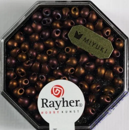 Miyuki-Perle-Drop metallic gefrostet 3,4mm rotbraun (Restbestand)