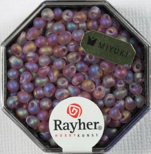 Miyuki-Perle-Drop transparent gefrostet 3,4mm amethyst (Restbestand)
