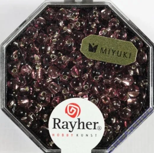 Miyuki-Perle-Drop transparent Silbereinzug 3,4mm amethyst (Restbestand)