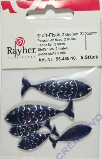 Stoff-Fische 32mm / 52mm 5 St�ck dunkelblau (Restbestand)
