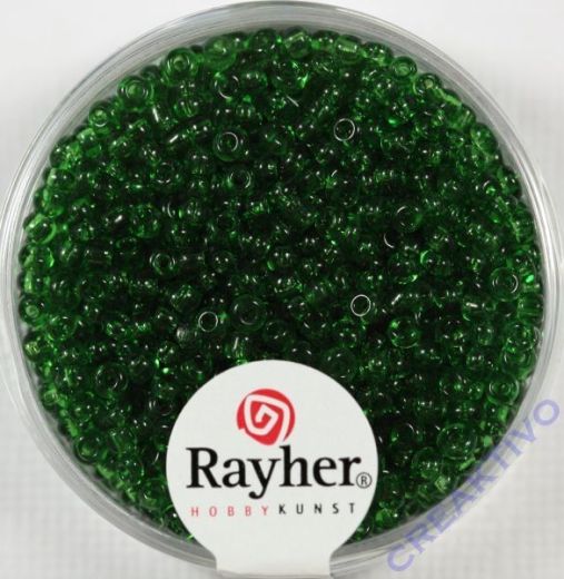 Rocailles 2 mm ø transparent grün