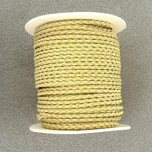 Lederband 3mm geflochten natur je 10cm