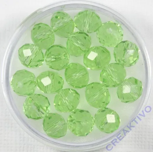 Glasschliffperle 8mm elliptisch 20 St�ck peridot