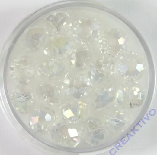 Glasschliffperle 8mm elliptisch 20 St�ck cristall AB