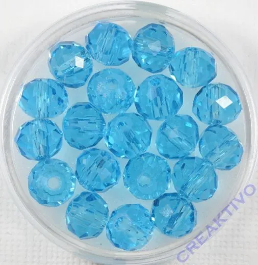 Glasschliffperle 8mm elliptisch 20 St�ck aqua