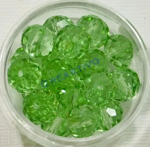 Glasschliffperle 10mm elliptisch 18 St�ck peridot