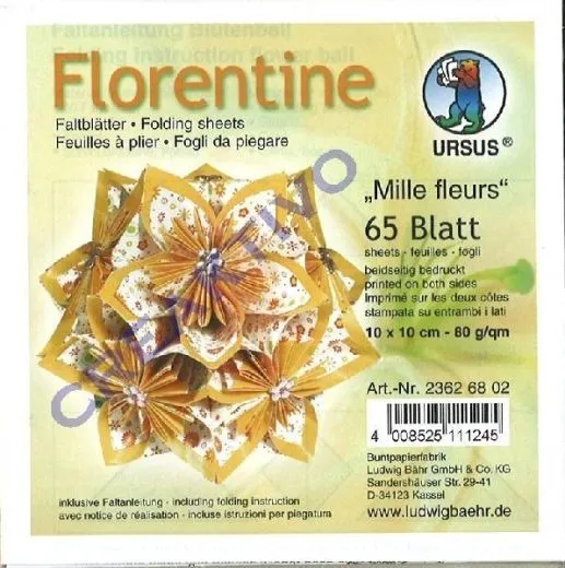 Florentine Faltbl�tter Mille fleurs 10x10cm 65 Blatt orange/hellorange