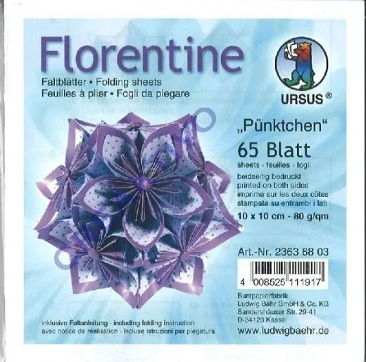 Florentine Faltbl�tter P�nktchen 10x10cm 65 Blatt flieder/lila