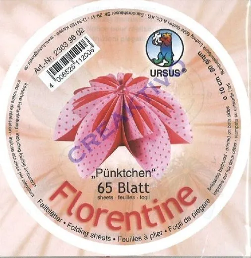 Florentine Faltbl�tter P�nktchen 10cm rund 65 Blatt rosa/rot
