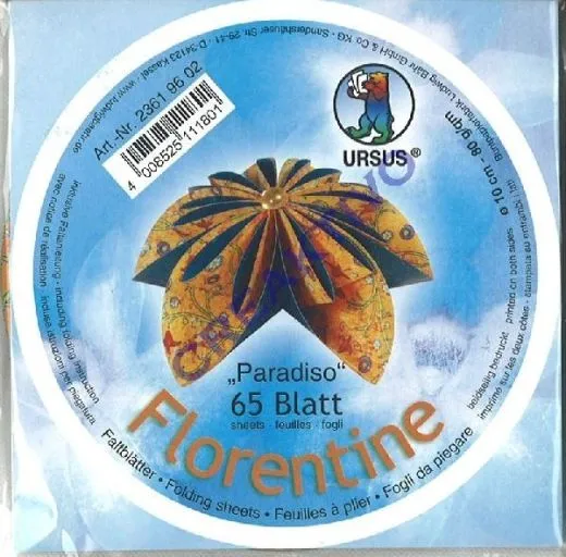 Florentine Faltbl�tter Paradiso 10cm rund 65 Blatt orange/blau