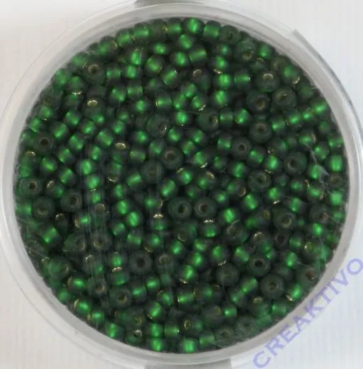 Pracht Rocailles 2,6mm Silbereinzug gr�n matt 17g