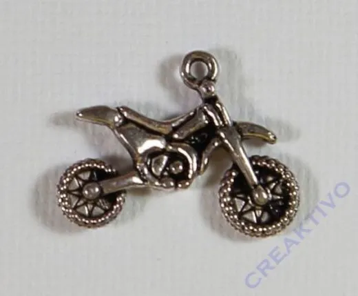 Pracht Metall-Anh�nger Motorrad altsilber 25x18mm