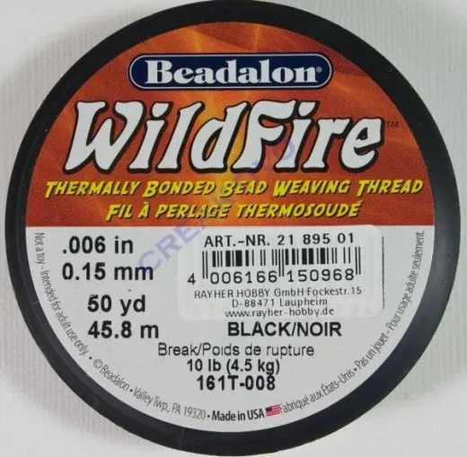 Perlenwebfaden Wild Fire Wildfire schwarz  0,15 mm 45,8m