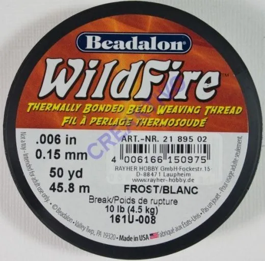 Perlenwebfaden Wild Fire Wildfire wei  0,15 mm Meterware