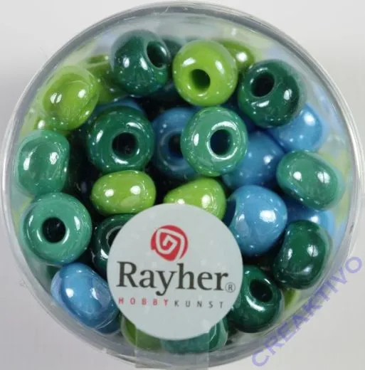 Rayher Glas Gro�lochradl opak 8,7mm gr�n-blau T�ne