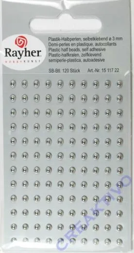 Plastik-Halbperlen selbstklebend 3mm 120 St�ck silber