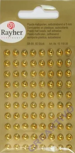 Plastik-Halbperlen selbstklebend 5mm 80 St�ck gold