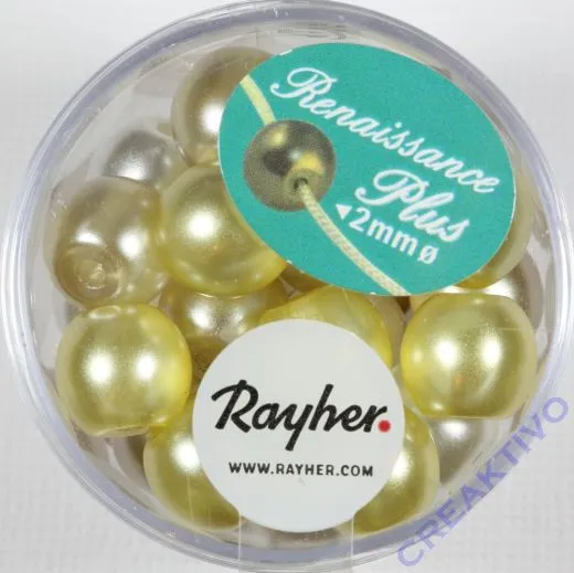 Renaissance Glaswachsperlen Gro�loch halbtransp. 10mm wei�/beige Mix