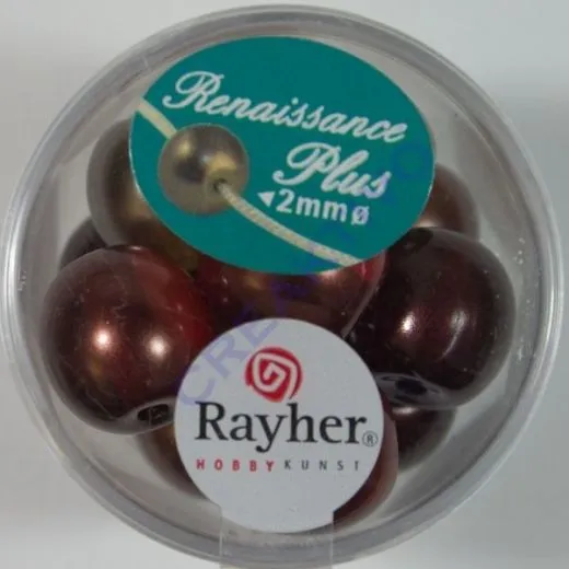 Renaissance Glaswachsperlen Gro�loch halbtransp. 14mm braun Mix