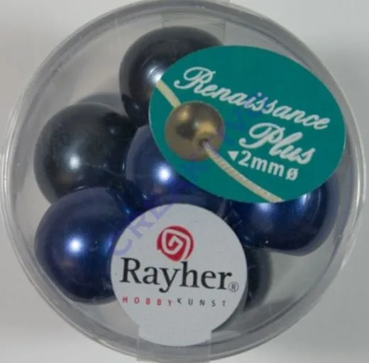 Renaissance Glaswachsperlen Gro�loch halbtransp. 14mm blau Mix
