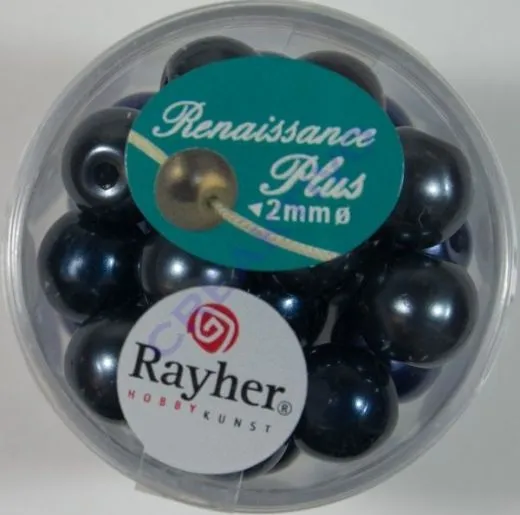Renaissance Glaswachsperlen Gro�loch 10mm blau Mix