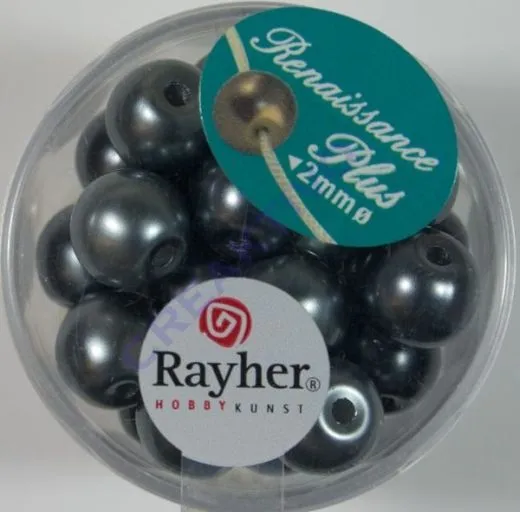 Renaissance Glaswachsperlen Gro�loch 10mm wei�/grau Mix