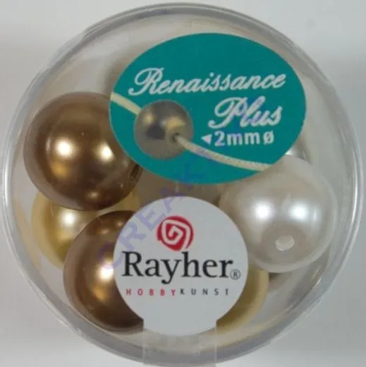 Renaissance Glaswachsperlen Gro�loch 14mm wei�/beige Mix