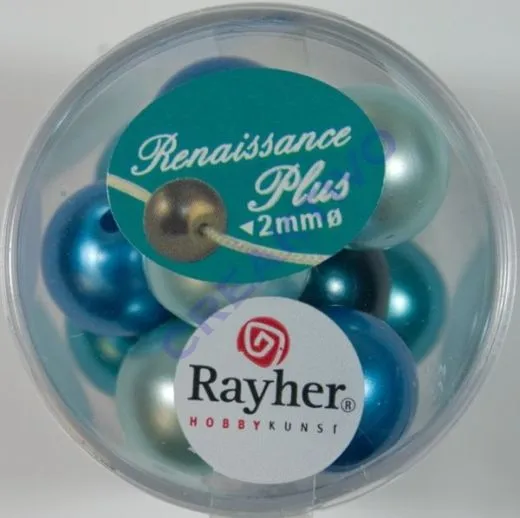 Renaissance Glaswachsperlen Gro�loch 14mm t�rkis Mix