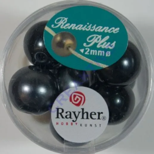Renaissance Glaswachsperlen Gro�loch 14mm wei�/grau Mix