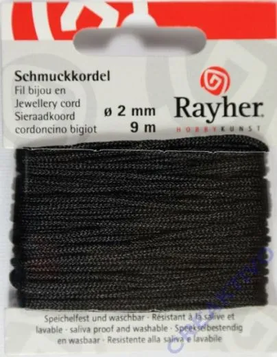 Schmuckkordel 2mm 9m schwarz