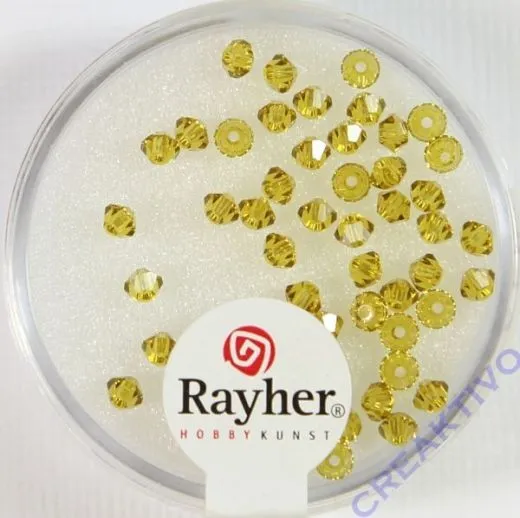Rayher Swarovski Kristall-Schliffperlen 3mm goldgelb (Restbestand)