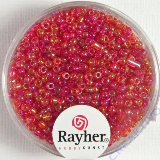 Rocailles 2 mm � transp. gel�stert weinrot