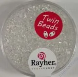 Twin-Rocailles mit Doppelloch 2,5x5mm transp., bergkristall