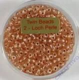 Twin-Beads mit Doppelloch 2,5x5mm mit Silbereinzug pfirsich