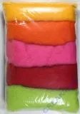 Filzwolle, Vlies, kr�ftige Farben, Beutel 5 Farben � 20g