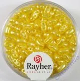 Doppelloch-Rocailles verwachst 3x5mm sonnengelb
