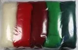 Reine Schurwolle, meliert, Weihnachtsfarben, Vlies, Beutel 5 Farben � 20g