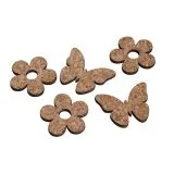 Kork/Holz Streuteil Blume & Schmetterling