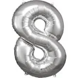 Folien-Ballon 8 silber 86cm